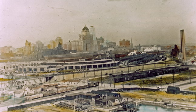 Colourized image of the Roundhouse in June 1930.