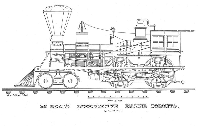 Schematic plans for the locomotive called Toronto.
