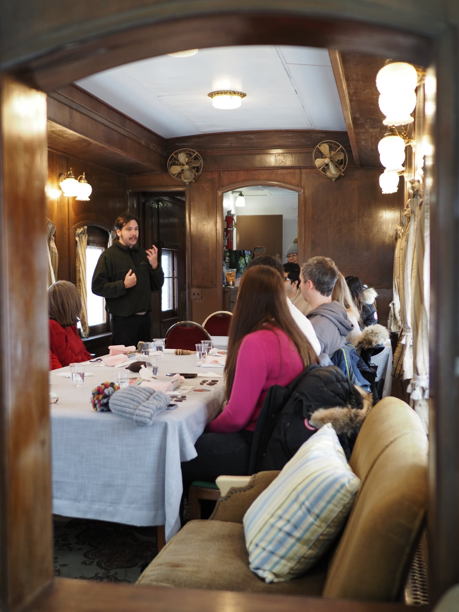 Chocolate tasting on a vintage railcar